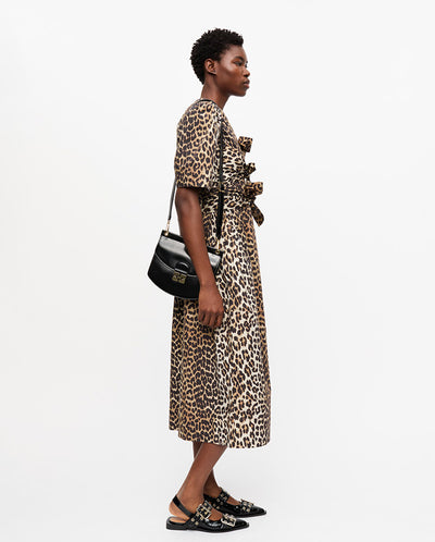 Printed Cotton Tie Dress Leopard