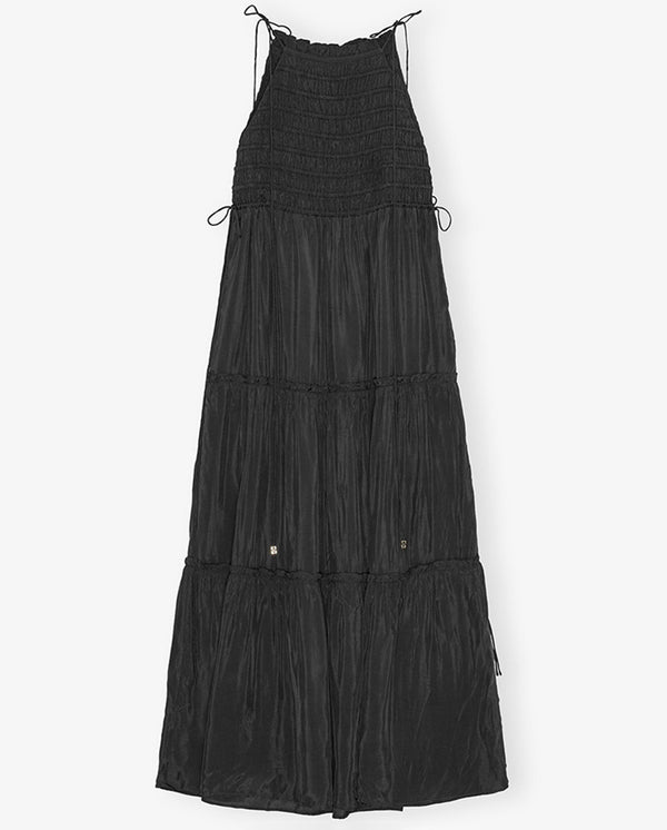 Viscose Habotai Maxi Smock Dress Phantom
