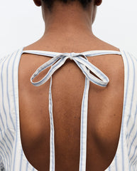 Stripe Cotton Mini Dress Egret