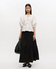 Cotton Smock Maxi skirt - BLACK