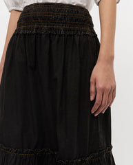 Cotton Smock Maxi skirt - BLACK