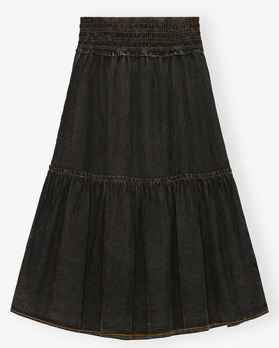 Cotton Smock Maxi skirt - BLACK