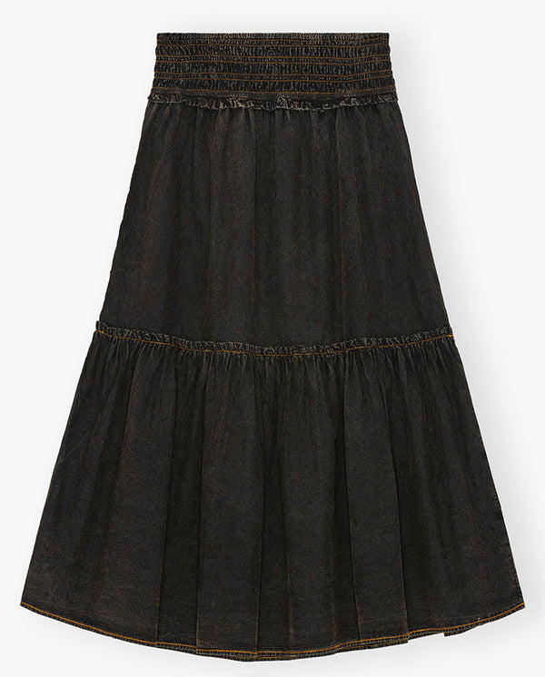 Cotton Smock Maxi skirt - BLACK