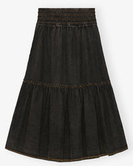 Cotton Smock Maxi skirt - BLACK
