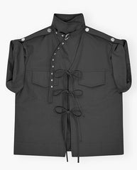 Stretch Cowl Neck Blouse - Black