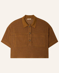 Paulo Knitted Collar Shirt - Amber