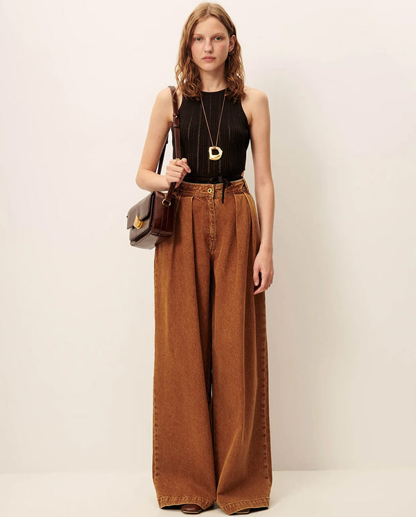 Diegui Wide Pleat Trouser - Toffee