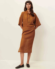 Paulo Knitted Collar Shirt - Amber