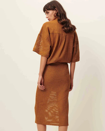 Paulo Knitted Collar Shirt - Amber