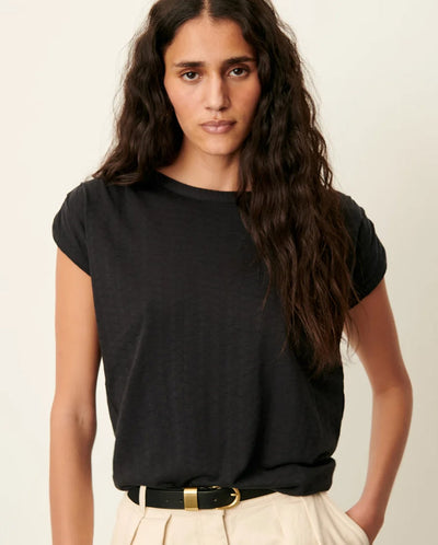 Sixto Jacquard Top - Moonless