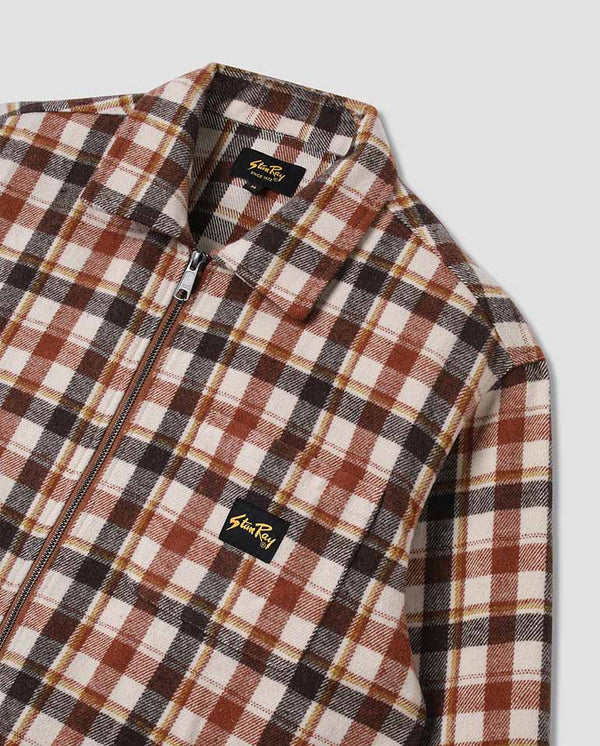 ZIP SHIRT - TAN PLAID