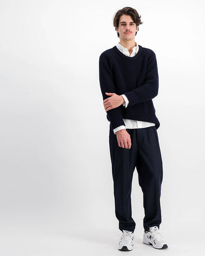 Double Pleat Wool Pant NAVY
