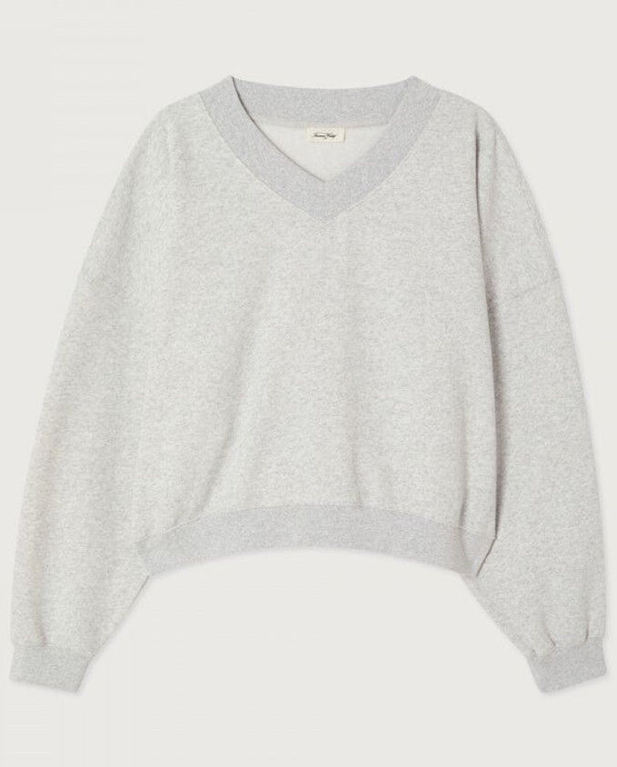 Baptown V Neck Sweat - Grey melange