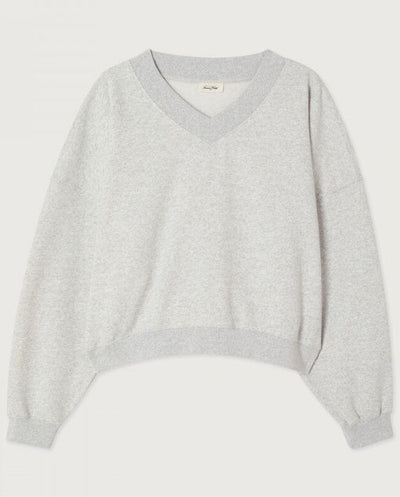 Baptown V Neck Sweat - Grey melange