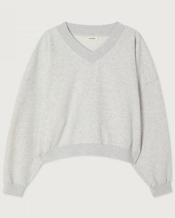 Baptown V Neck Sweat - Grey melange