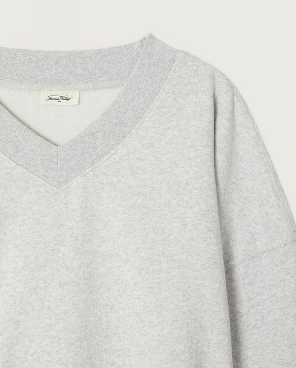 Baptown V Neck Sweat - Grey melange