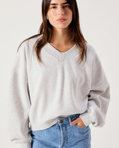 Baptown V Neck Sweat - Grey melange