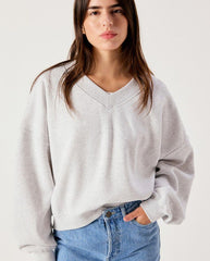Baptown V Neck Sweat - Grey melange