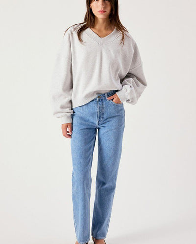Baptown V Neck Sweat - Grey melange
