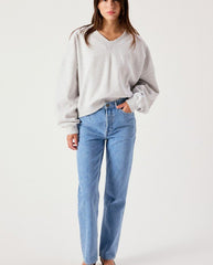 Baptown V Neck Sweat - Grey melange