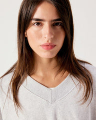 Baptown V Neck Sweat - Grey melange