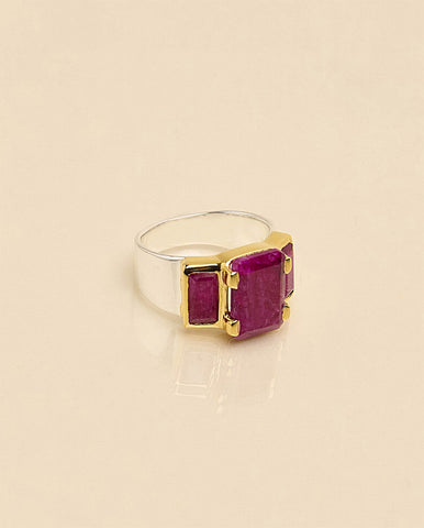 Enamel Stone Ring Fuchsia