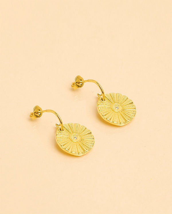 Sun Medallion Earrings GOLD