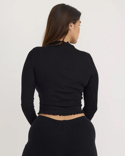 Core Rib Mock Neck Tee - Black