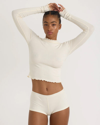 Core Rib Mock Neck Tee - Vanilla