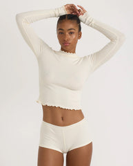 Core Rib Mock Neck Tee - Vanilla