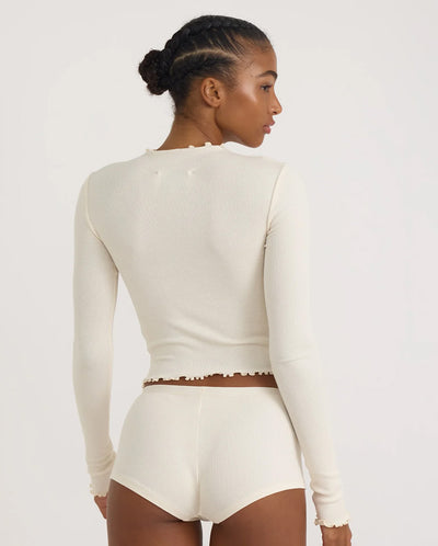 Core Rib Mock Neck Tee - Vanilla