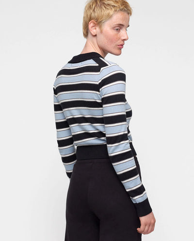 True Knit Fluffy Polo Cardi - Cloudy Stripe