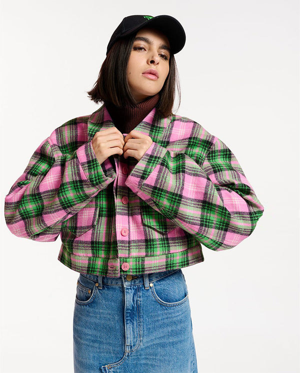 Earlier check Cropped Jacket High Voltage Check
