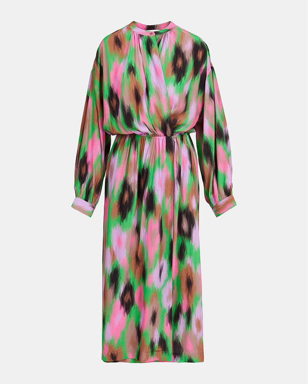 Elouise Graphic Wrap Dress Green Key print