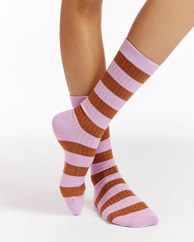 Eventually striped sock lilac/tan