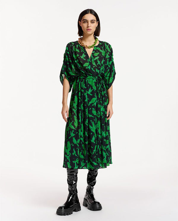 Evray printed wrap dress Black/green
