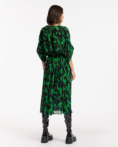 Evray printed wrap dress Black/green