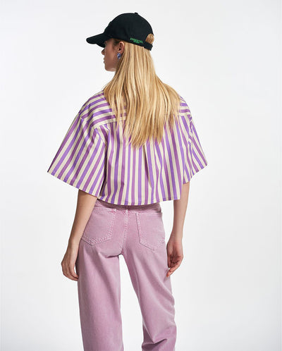 Ezra Striped Cropped shirt High Voltage stripe