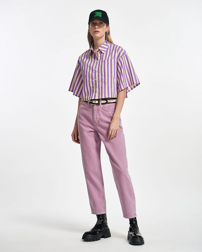 Ezra Striped Cropped shirt High Voltage stripe