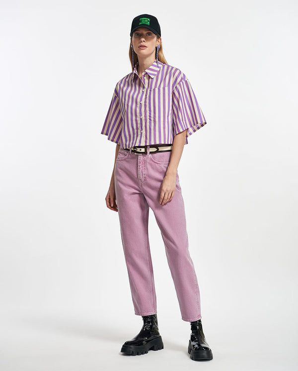 Ezra Striped Cropped shirt High Voltage stripe