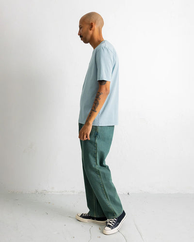 CONTRAST SLEEVE T-SHIRT - BLUE OXIDE