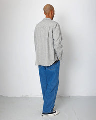EASY FIT SHIRT - BLACK LINEN STRIPE