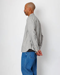 EASY FIT SHIRT - BLACK LINEN STRIPE