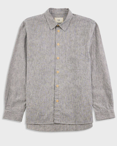 EASY FIT SHIRT - BLACK LINEN STRIPE