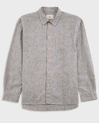 EASY FIT SHIRT - BLACK LINEN STRIPE