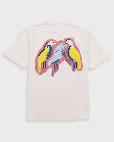RELAXED T-SHIRT - ECRU PARROT PRINT
