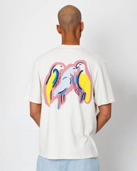 RELAXED T-SHIRT - ECRU PARROT PRINT