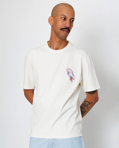 RELAXED T-SHIRT - ECRU PARROT PRINT