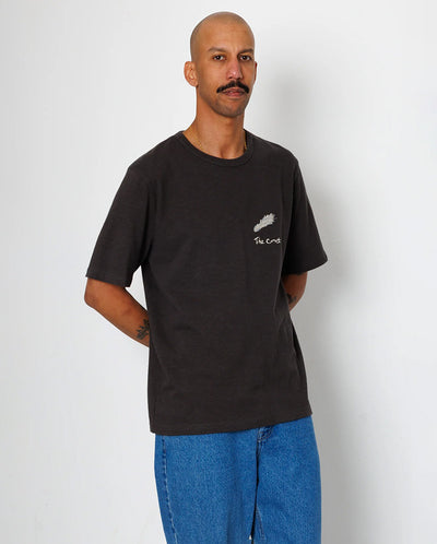 SLUB EMBROIDERY T-SHIRT - BLACK COMET