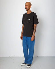 SLUB EMBROIDERY T-SHIRT - BLACK COMET